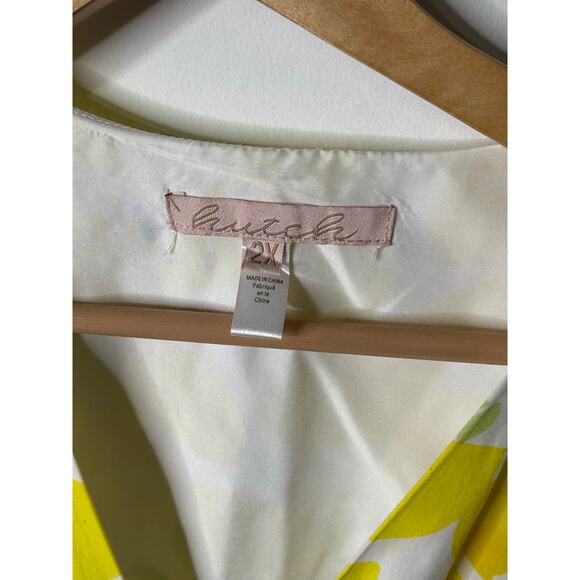 Anthropologie Hutch Midi Dress Women 2X Yellow White Lemons Cottagecore Festival - Picture 7 of 11